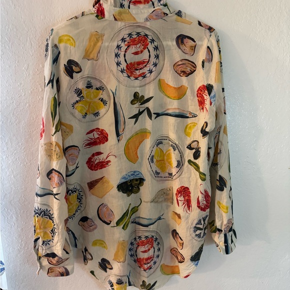 Lisa Says Gah Seafood Print Blouse - Multicolor - Picture 9 of 10